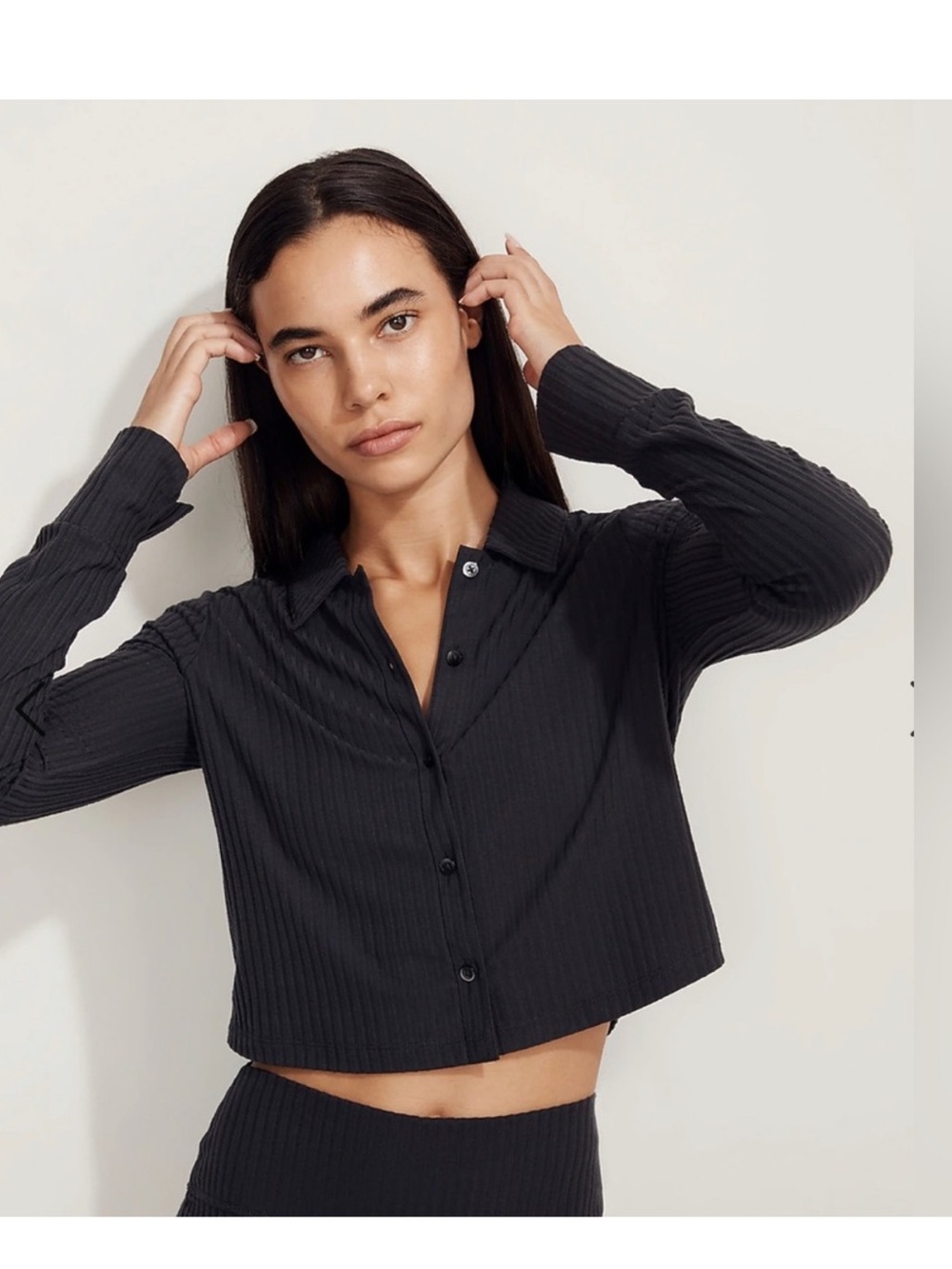 Madewell MWL Brushed Rib Cropped Long Sleeve Boxy Cardigan Sweater S